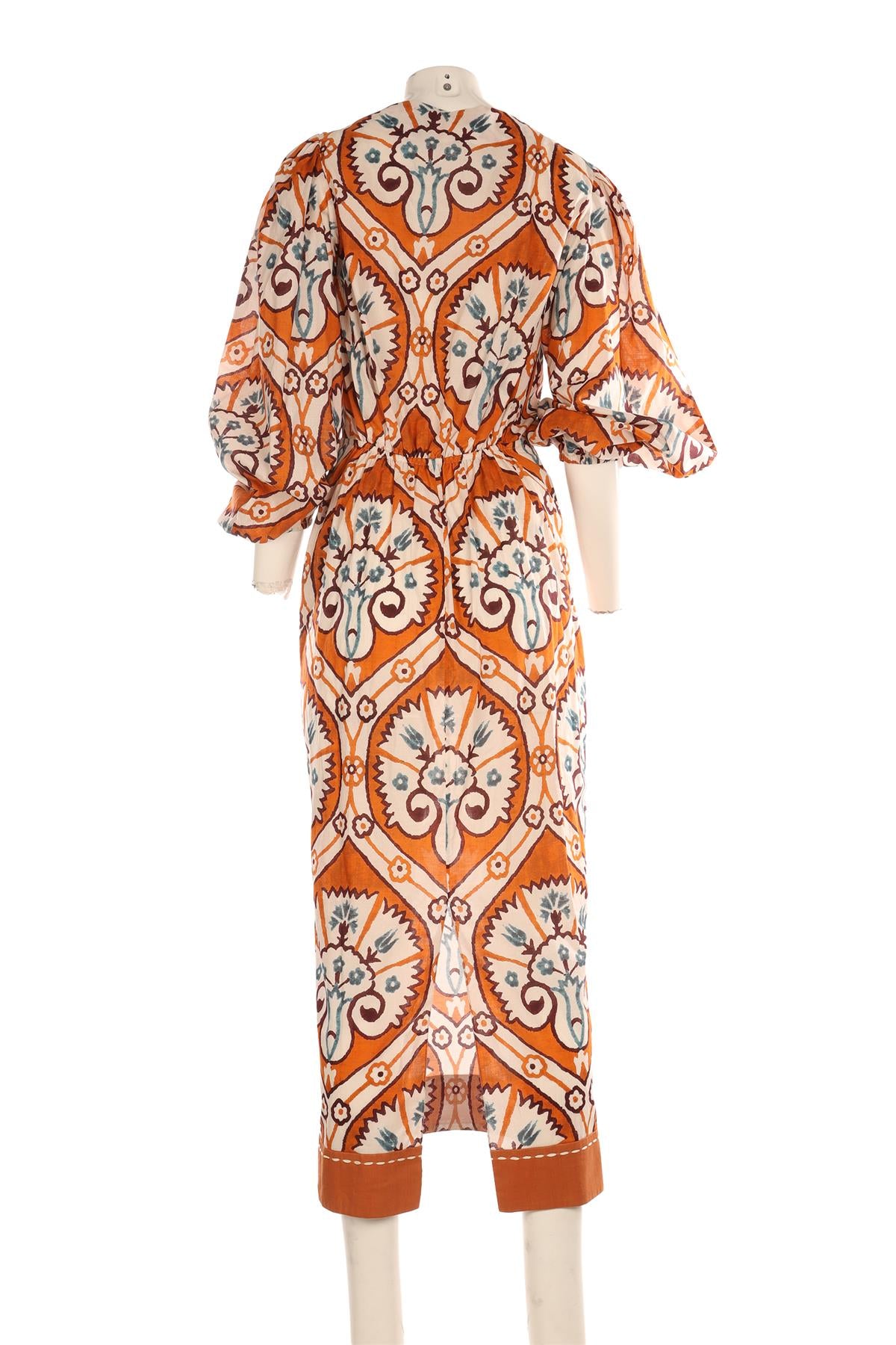 JOHANNA ORTIZ ORANGE COTTON MAXI DRESS US 6 UK 10