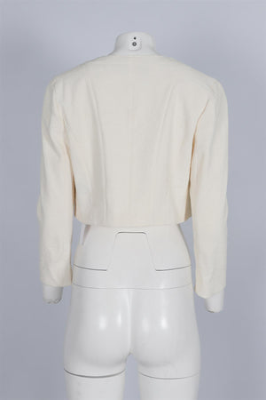 DONNA KARAN CREAM LINEN JACKET US 10 UK 14