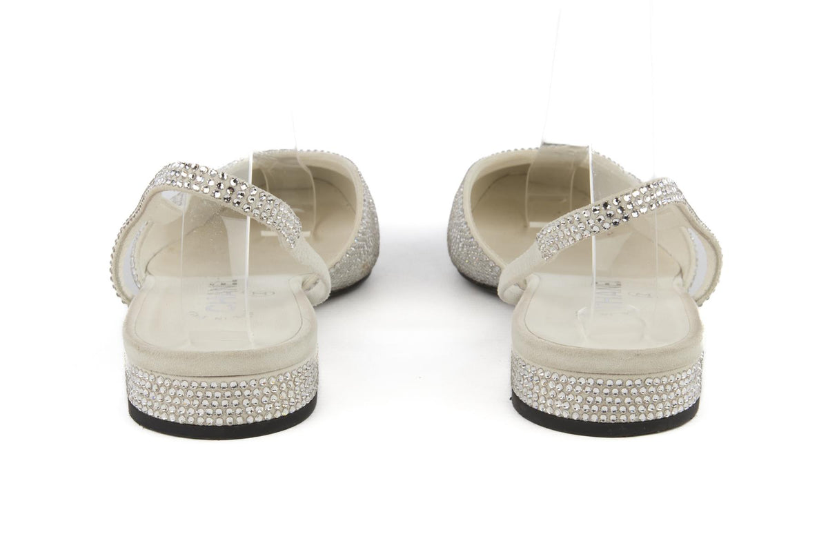 CHANEL ECRU 2025 CRYSTAL SLINGBACK PUMPS EU 39 UK 6 US 9