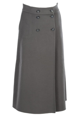LORO PIANA GREEN CASHMERE MIDI SKIRT IT 40 UK 8