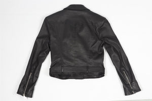 JITROIS BLACK LEATHER BIKER JACKET FR 40 UK 12