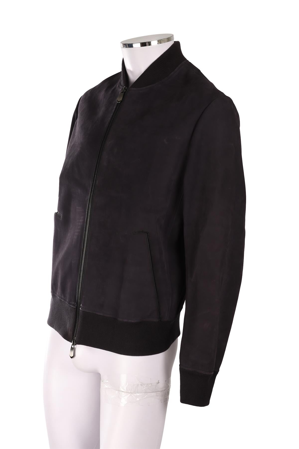 BERLUTI NAVY MEN'S NUBUCK BOMBER JACKET IT 50 UK/US 40