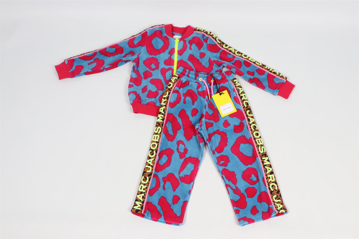 MARC JACOBS PINK AND BLUE KIDS GIRLS VELOUR JACKET AND PANTS SET 3-4 YEARS