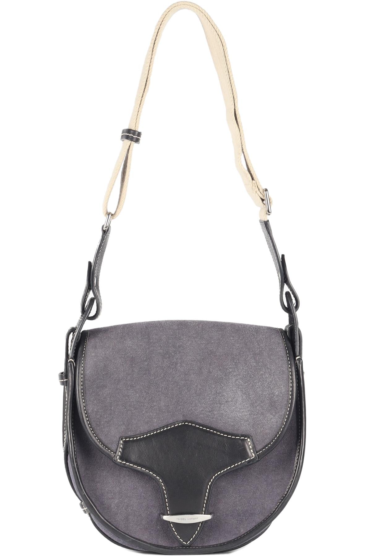 ISABEL MARANT BLUE BOTSY CANVAS AND LEATHER SHOULDER BAG