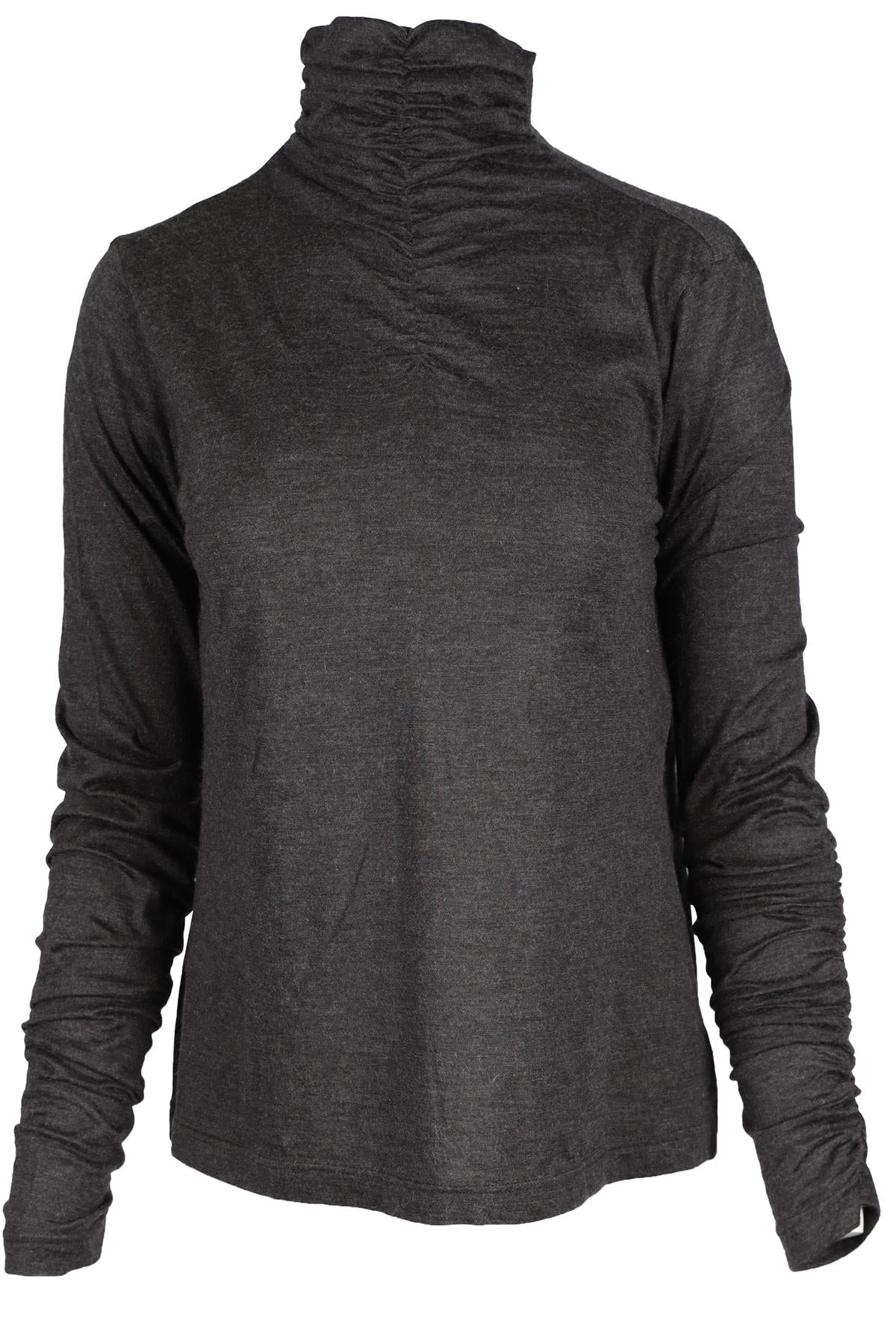AKRIS GREY CASHMERE AND SILK BLEND TOP FR 42 UK 14