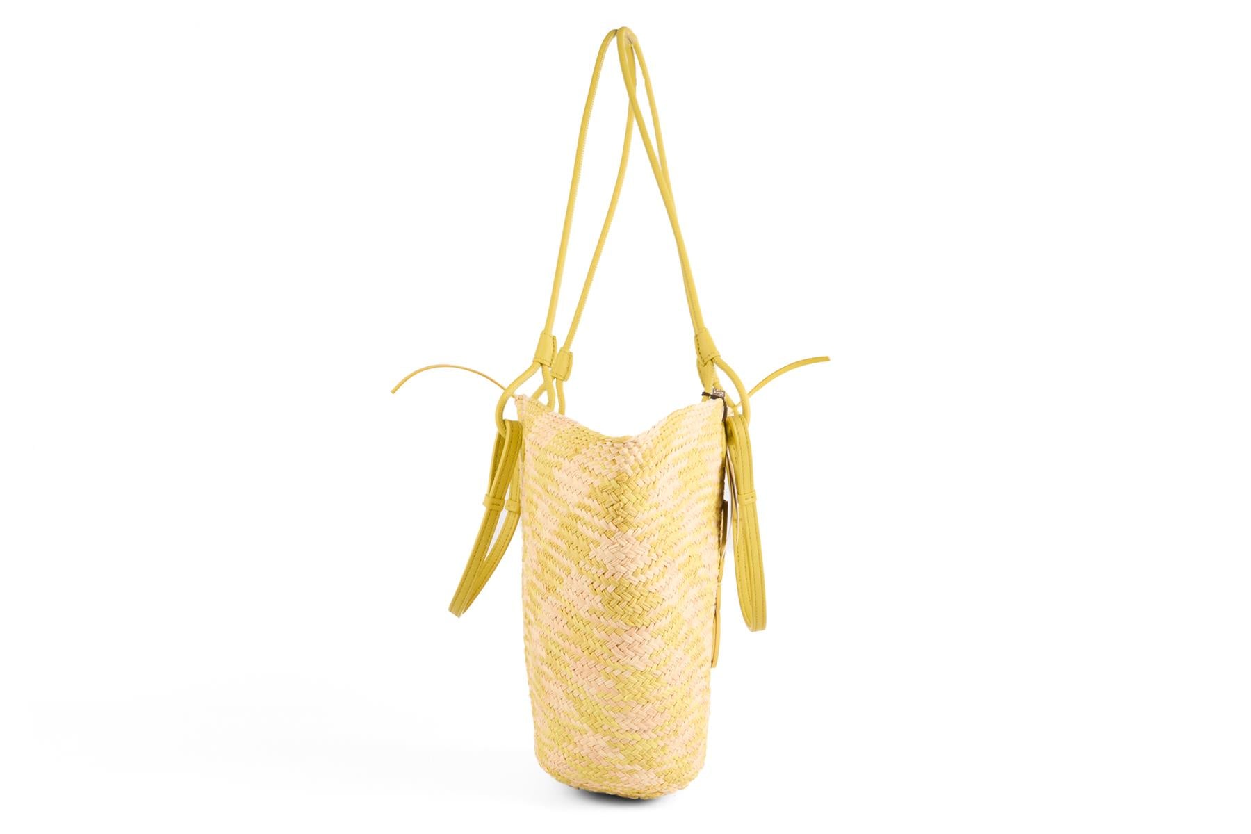 LOEWE GREEN ANAGRAM RAFFIA SHOULDER BAG