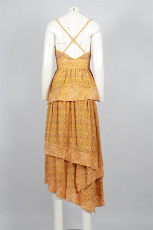 ULLA JOHNSON YELLOW SILK MAXI DRESS US 6 UK 10