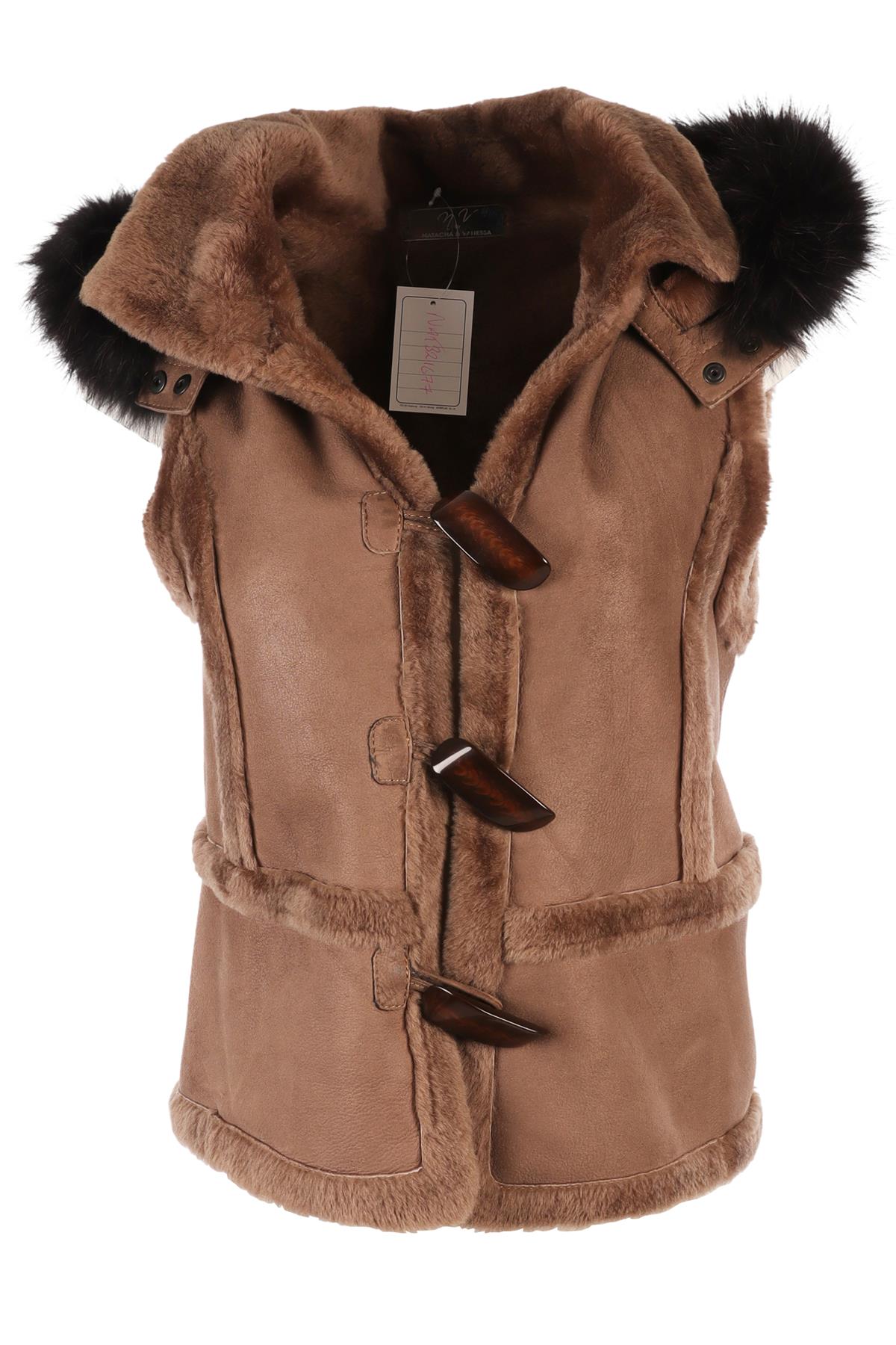 NATACHA & VANESSA BROWN SHEARLING GILET FR 40 UK 12