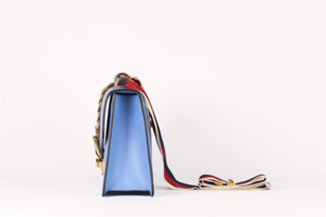 GUCCI BLUE SYLVIE SMALL LEATHER SHOULDER BAG