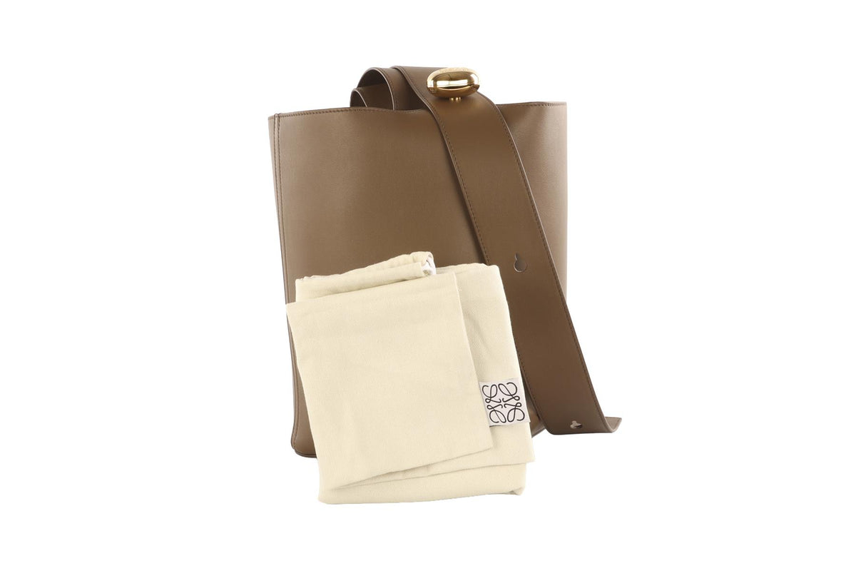 LOEWE BROWN PEBBLE MEDIUM LEATHER SHOULDER BAG