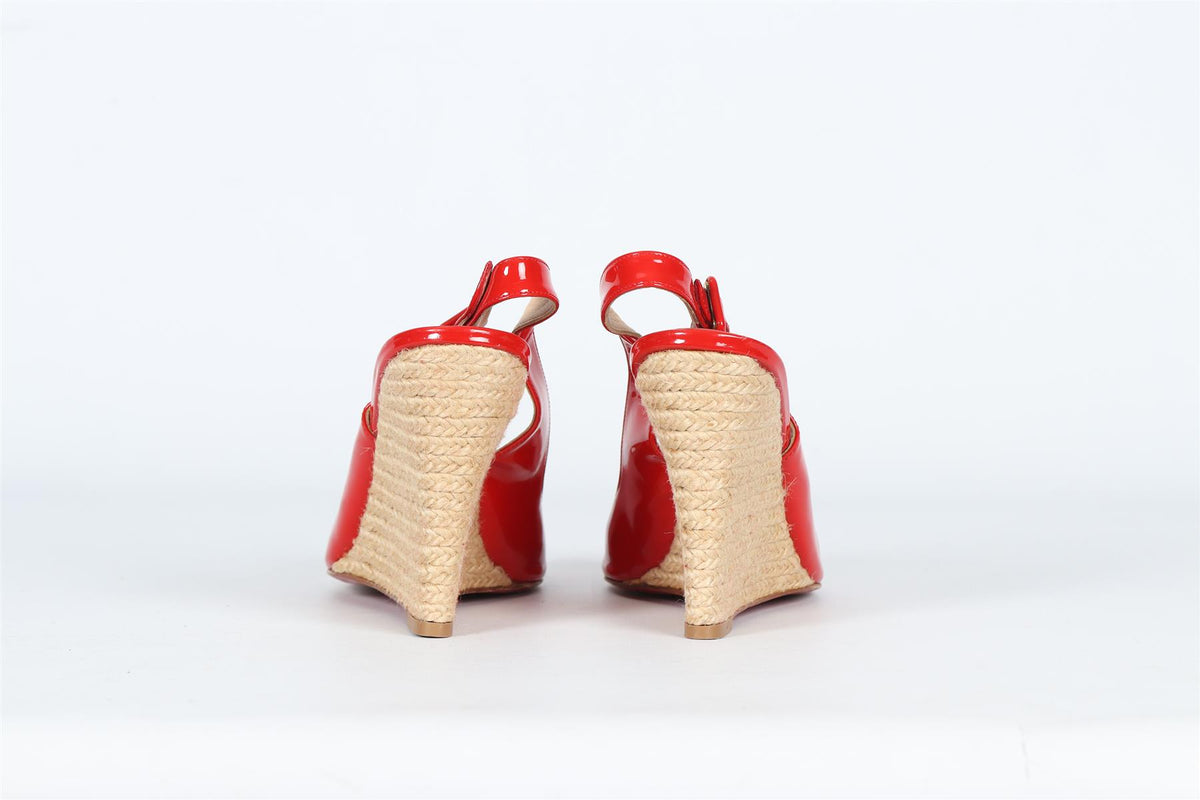 CHRISTIAN LOUBOUTIN PATENT LEATHER WEDGE SANDALS EU 39 UK 6 US 9