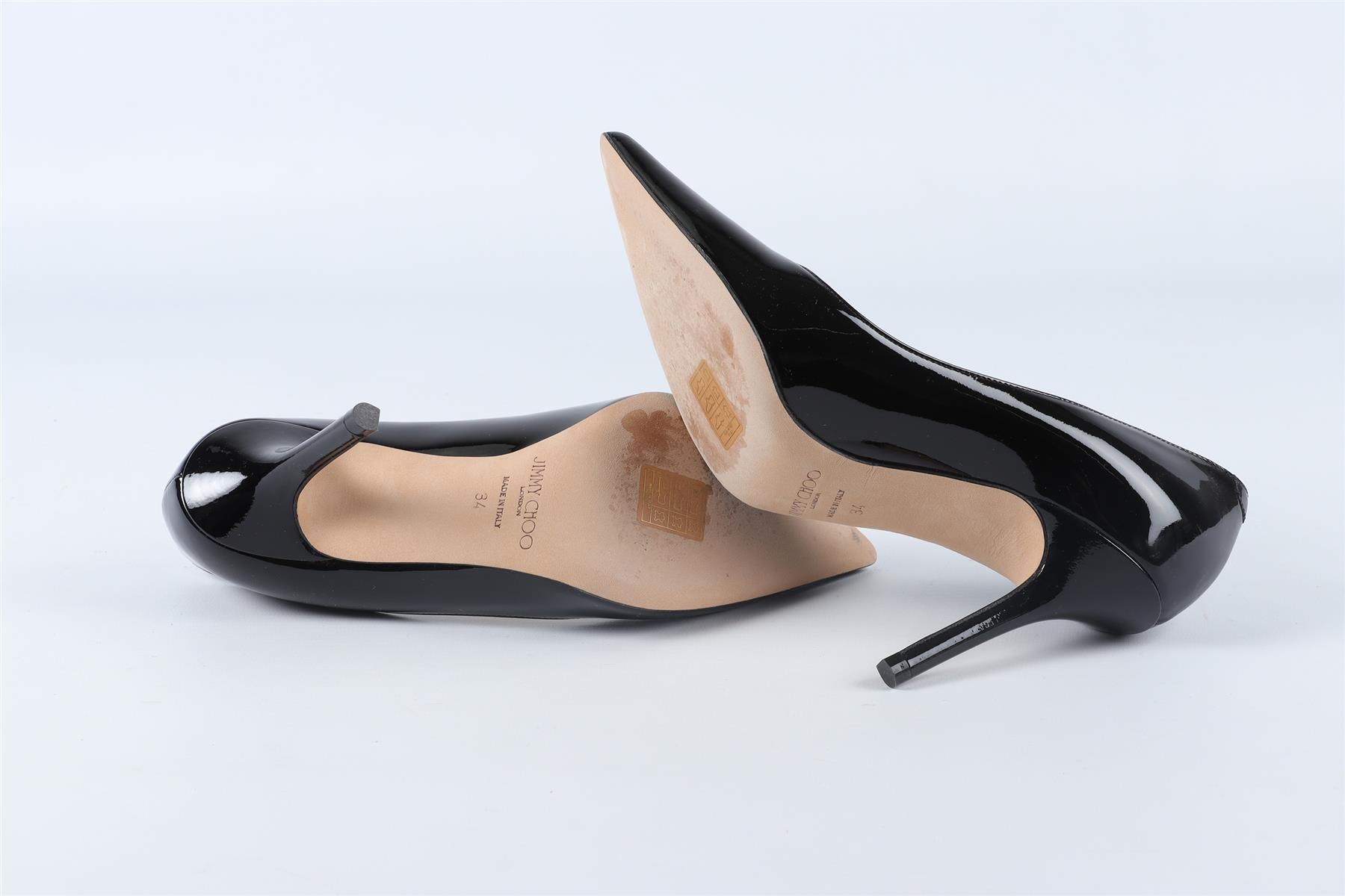 JIMMY CHOO BLACK PATENT LEATHER PUMPS EU 34 UK 1 US 4