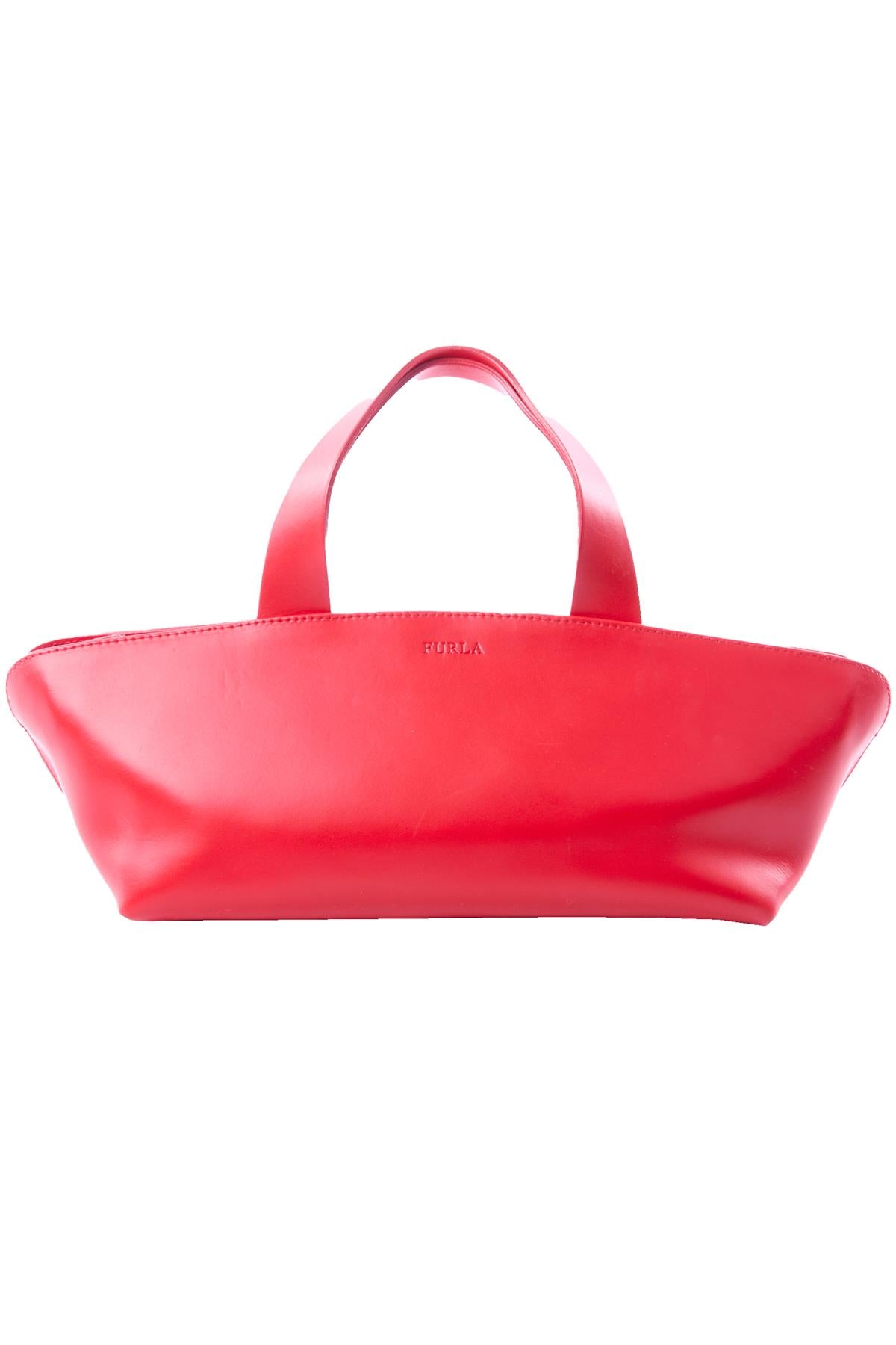 FURLA RED LEATHER TOTE BAG