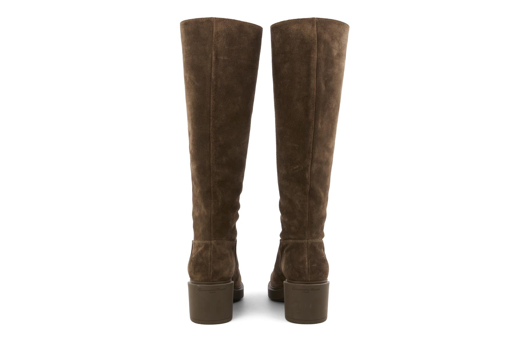 GIANVITO ROSSI GREEN SUEDE KNEE HIGH BOOTS EU 39 UK 6 US 9