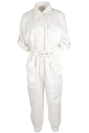 ZIMMERMANN WHITE LINEN JUMPSUIT 2 UK 12