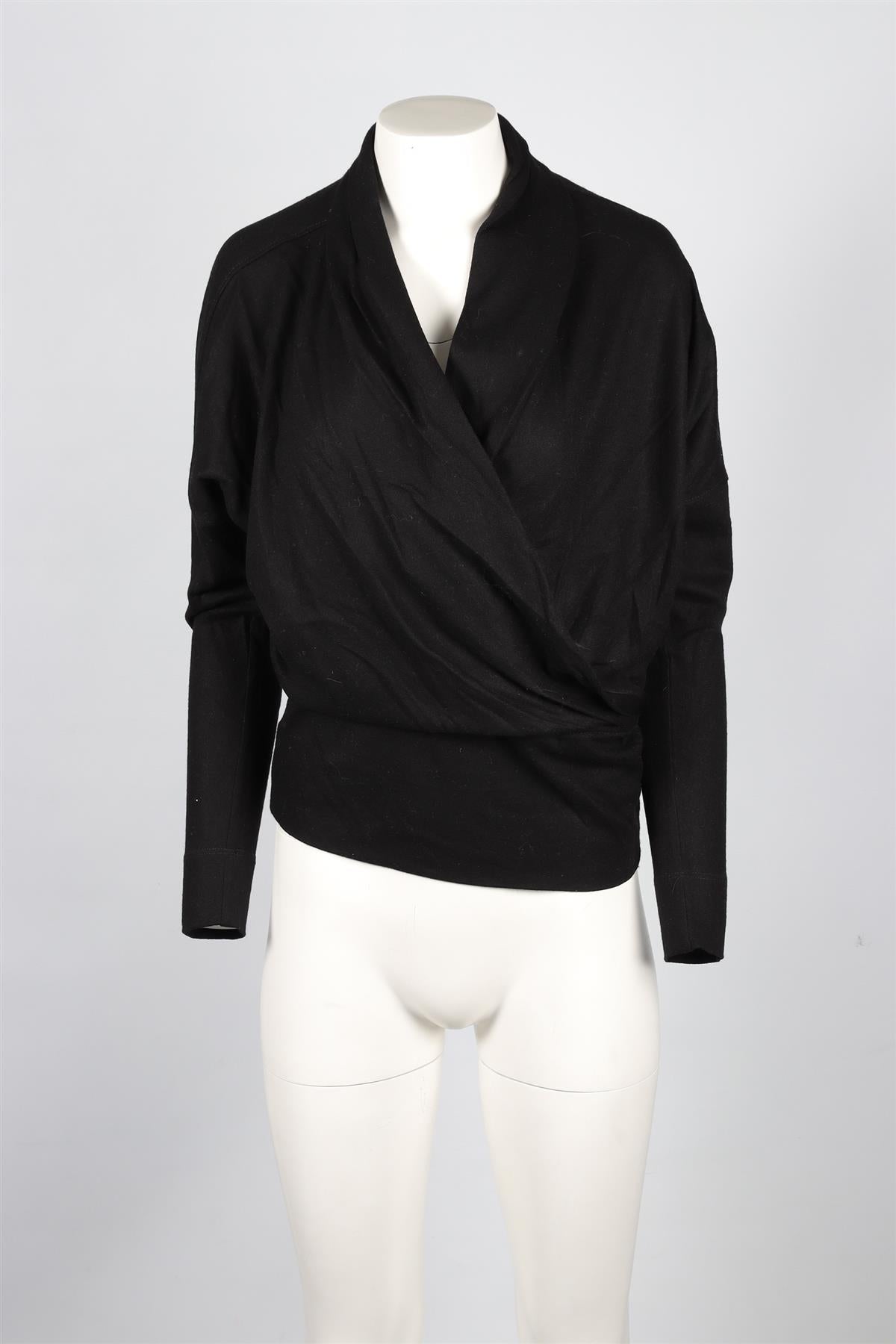 HELMUT LANG BLACK WOOL TOP XSMALL