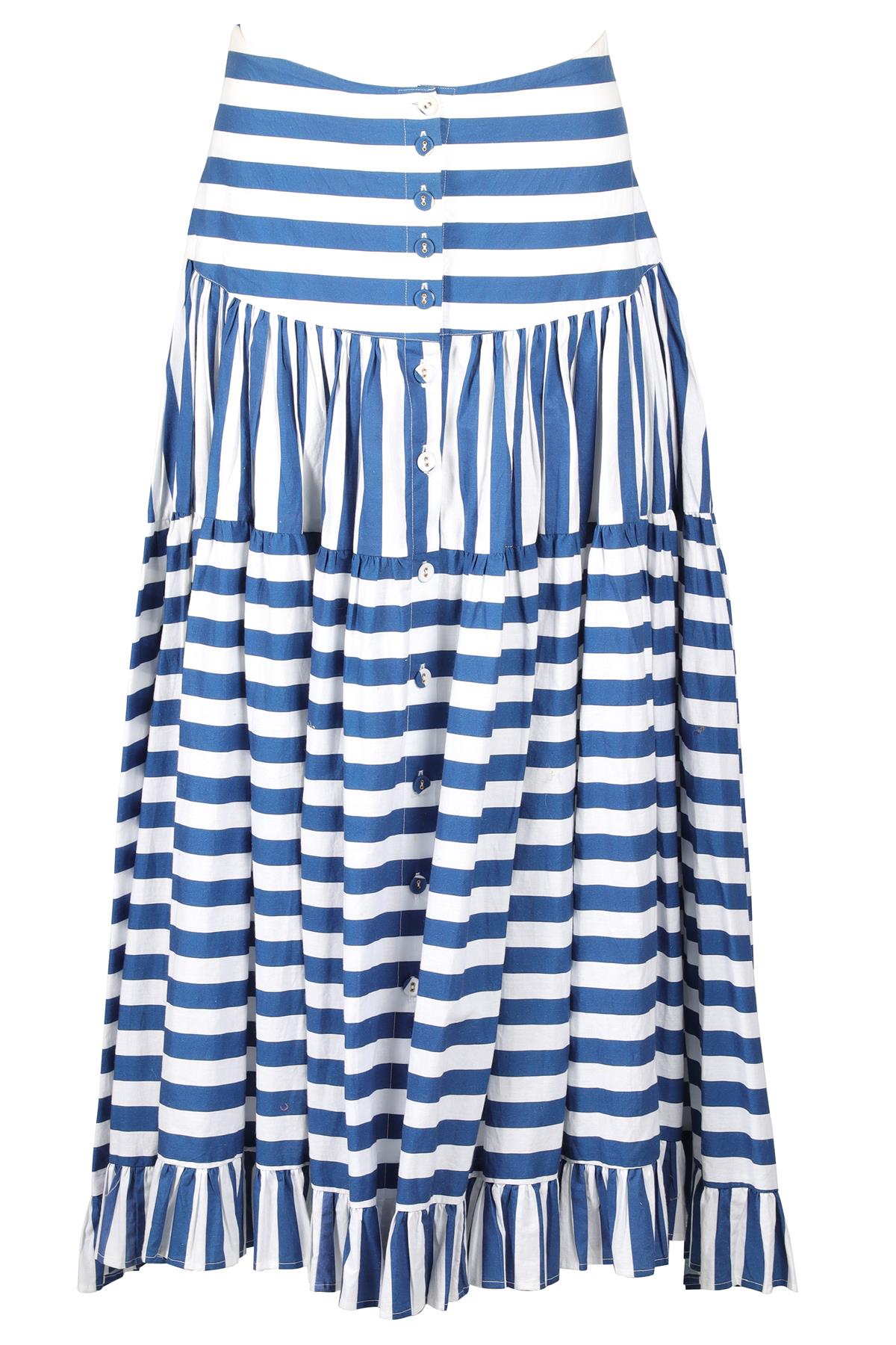 ALEXANDRA MIRO BLUE COTTON MAXI SKIRT SMALL