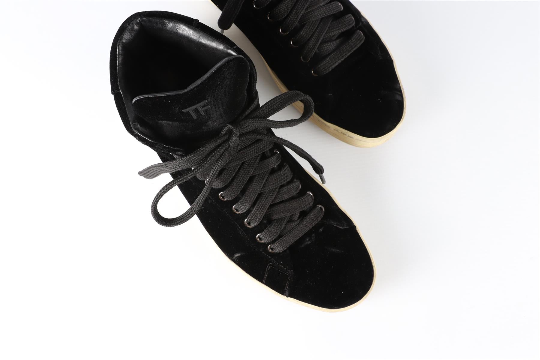 TOM FORD BLACK MEN'S VELVET SNEAKERS EU 40 UK 6 US 7