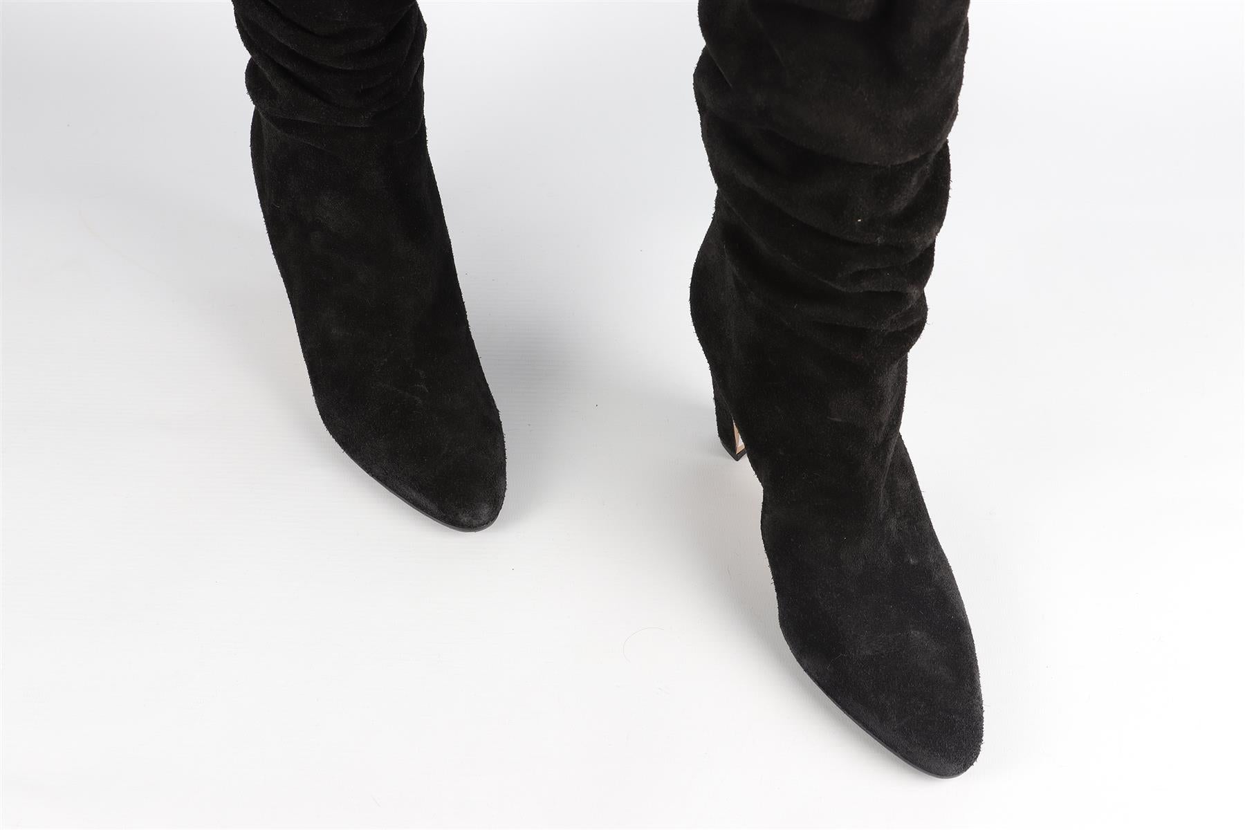 MANOLO BLAHNIK BLACK SUEDE KNEE HIGH BOOTS EU 38.5 UK 5.5 US 8.5