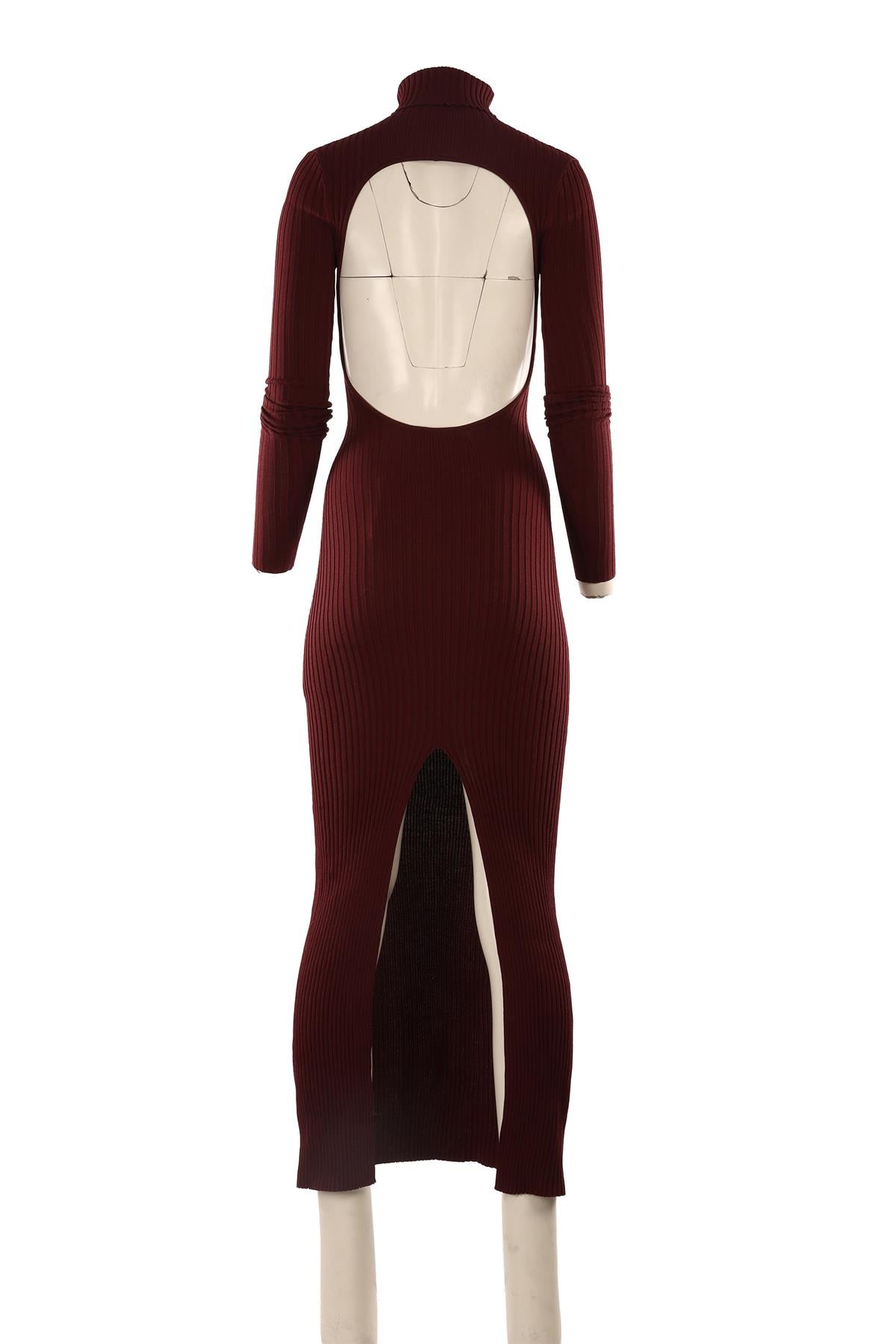 ARAKII BURGUNDY KNIT MAXI DRESS XSMALL