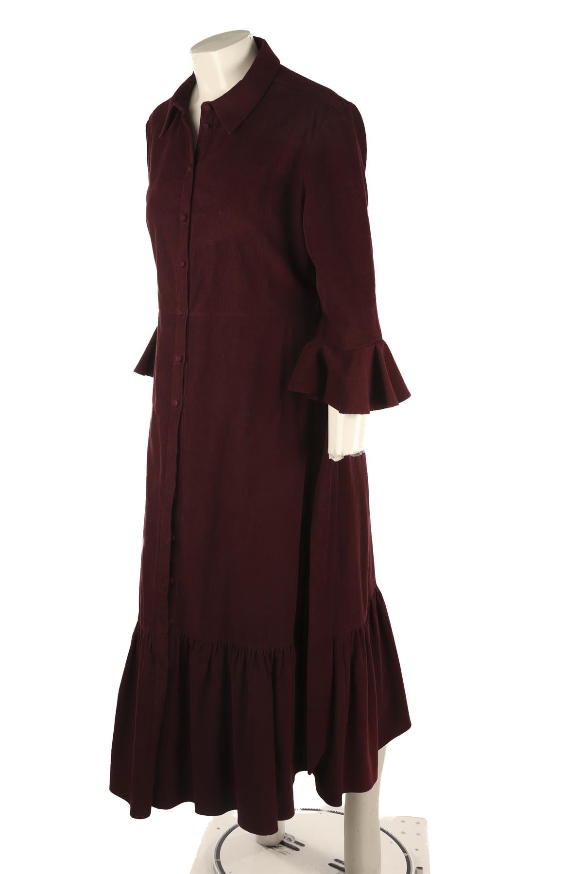 BEULAH BURGUNDY COTTON MAXI DRESS UK 14