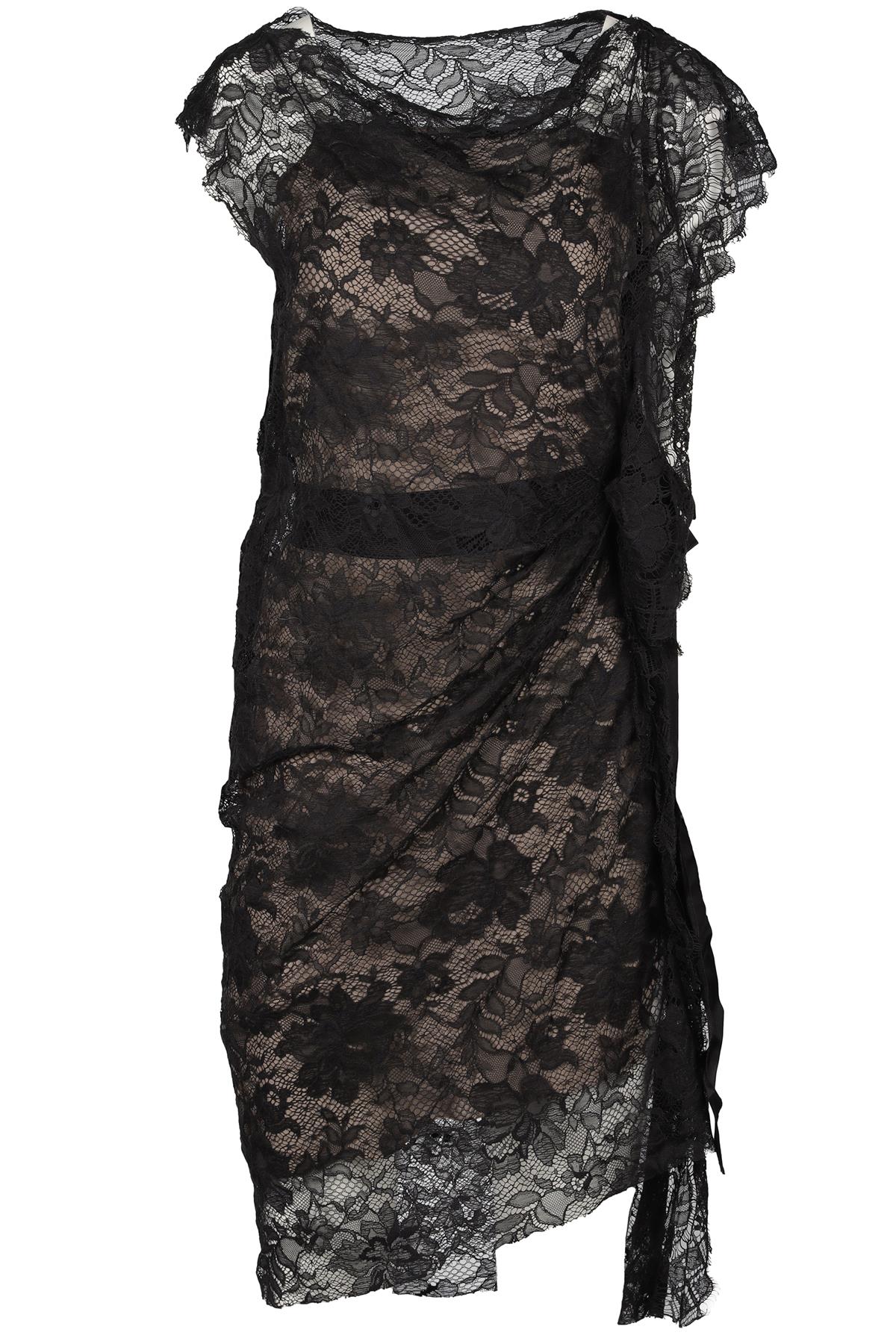 LANVIN BLACK LACE MIDI DRESS FR 34 UK 6