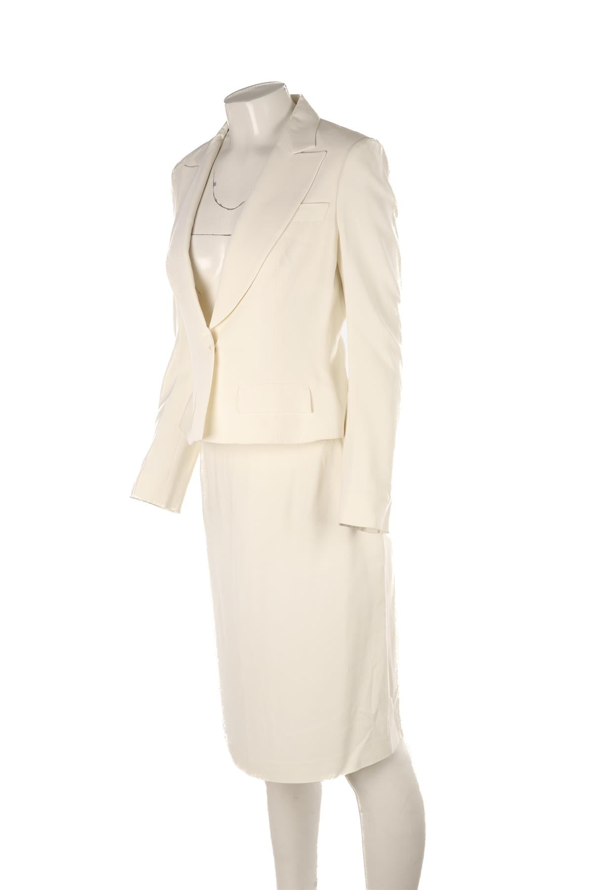 ALEXANDER MCQUEEN IVORY 2007 CREPE SKIRT SUIT