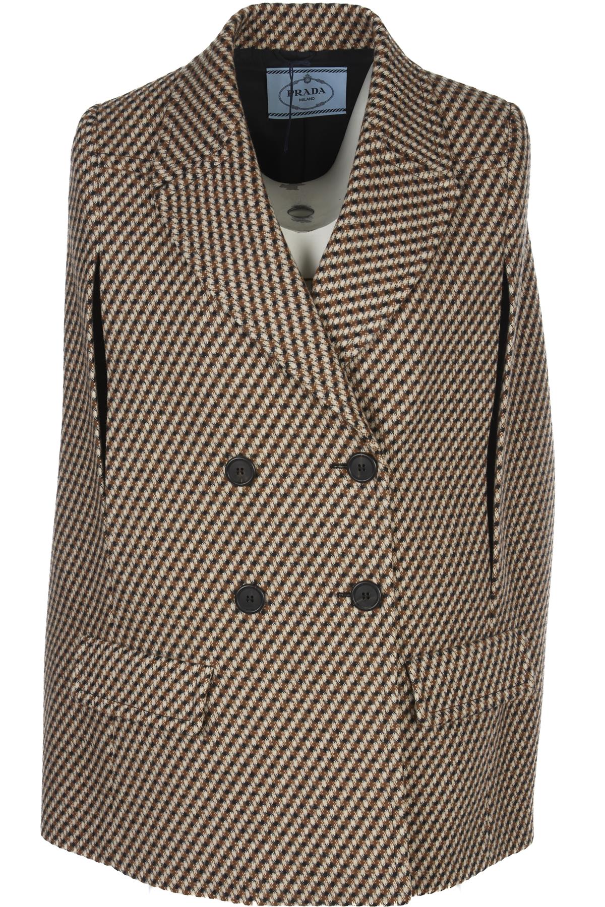PRADA BROWN 2014 WOOL CAPE IT 40 UK 8