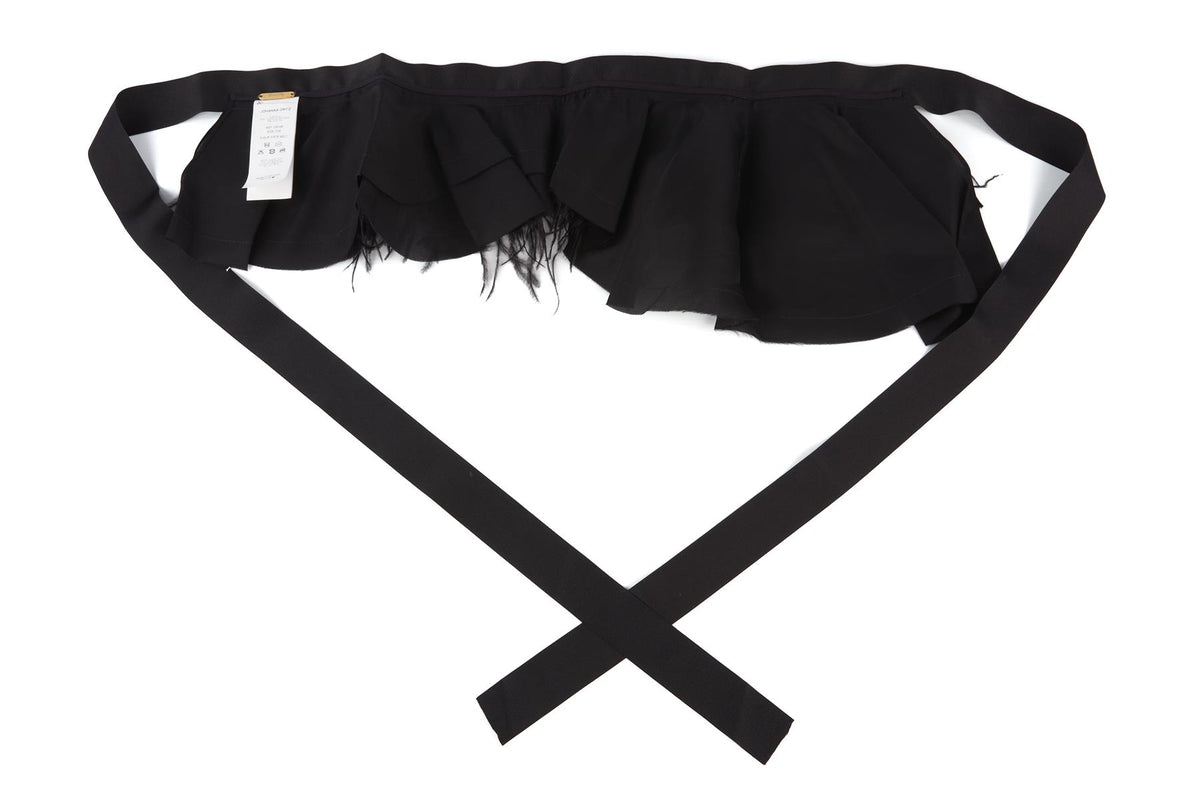 JOHANNA ORTIZ BLACK FEATHER WAIST BELT