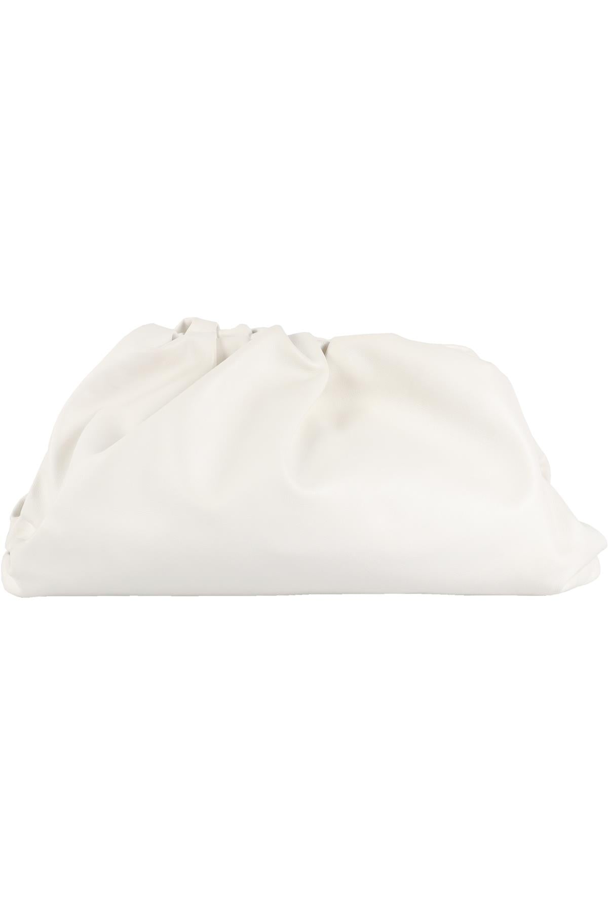 BOTTEGA VENETA WHITE POUCH LARGE LEATHER CLUTCH