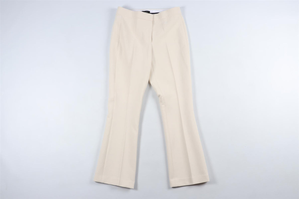 THEORY CREAM WOVEN STRAIGHT LEG TROUSERS US 0 UK 4