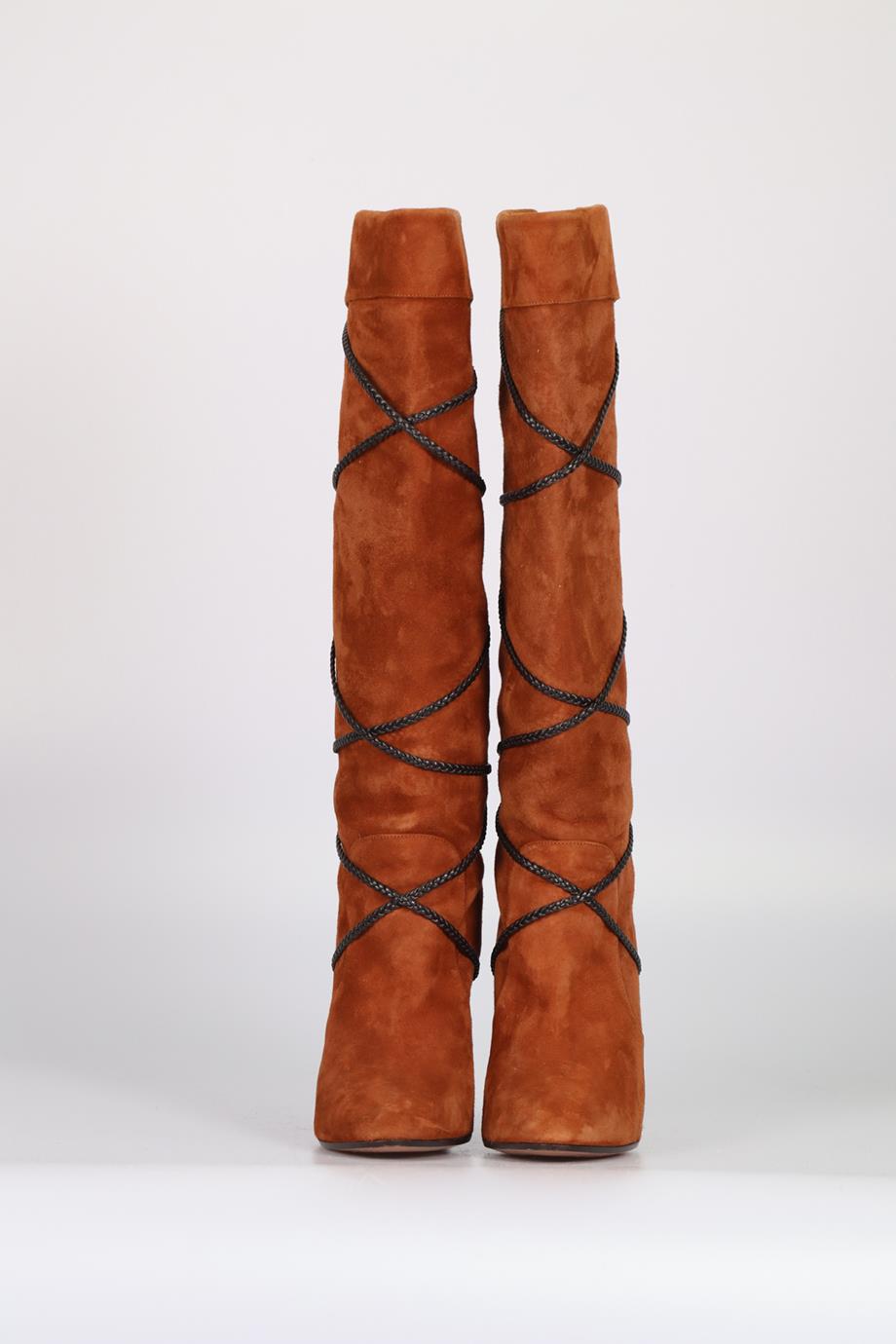 AQUAZZURA SUEDE KNEE HIGH BOOTS EU 38.5 UK 5.5 US 8.5
