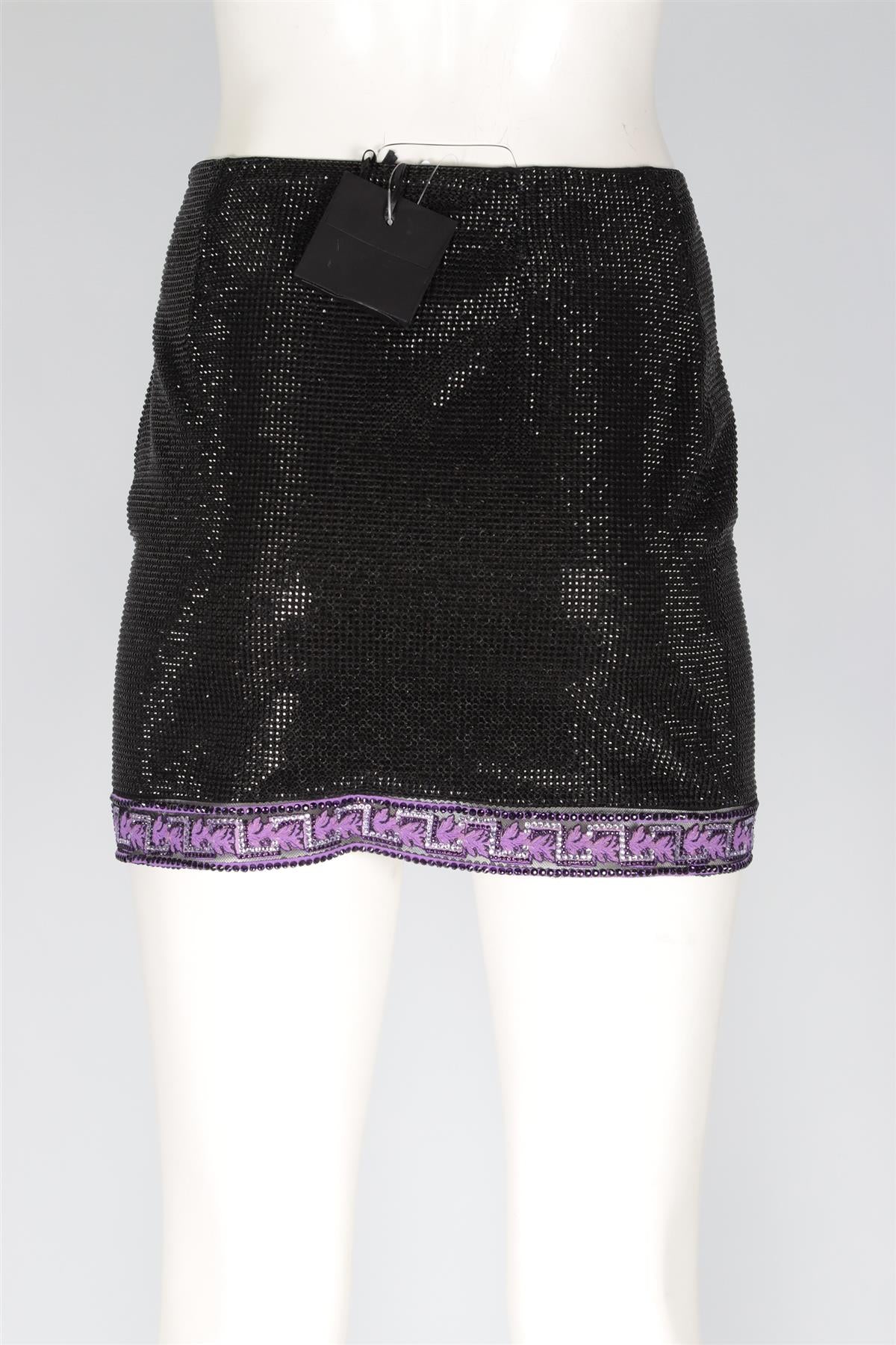 VERSACE BLACK CRYSTAL MINI SKIRT IT 36 UK 4
