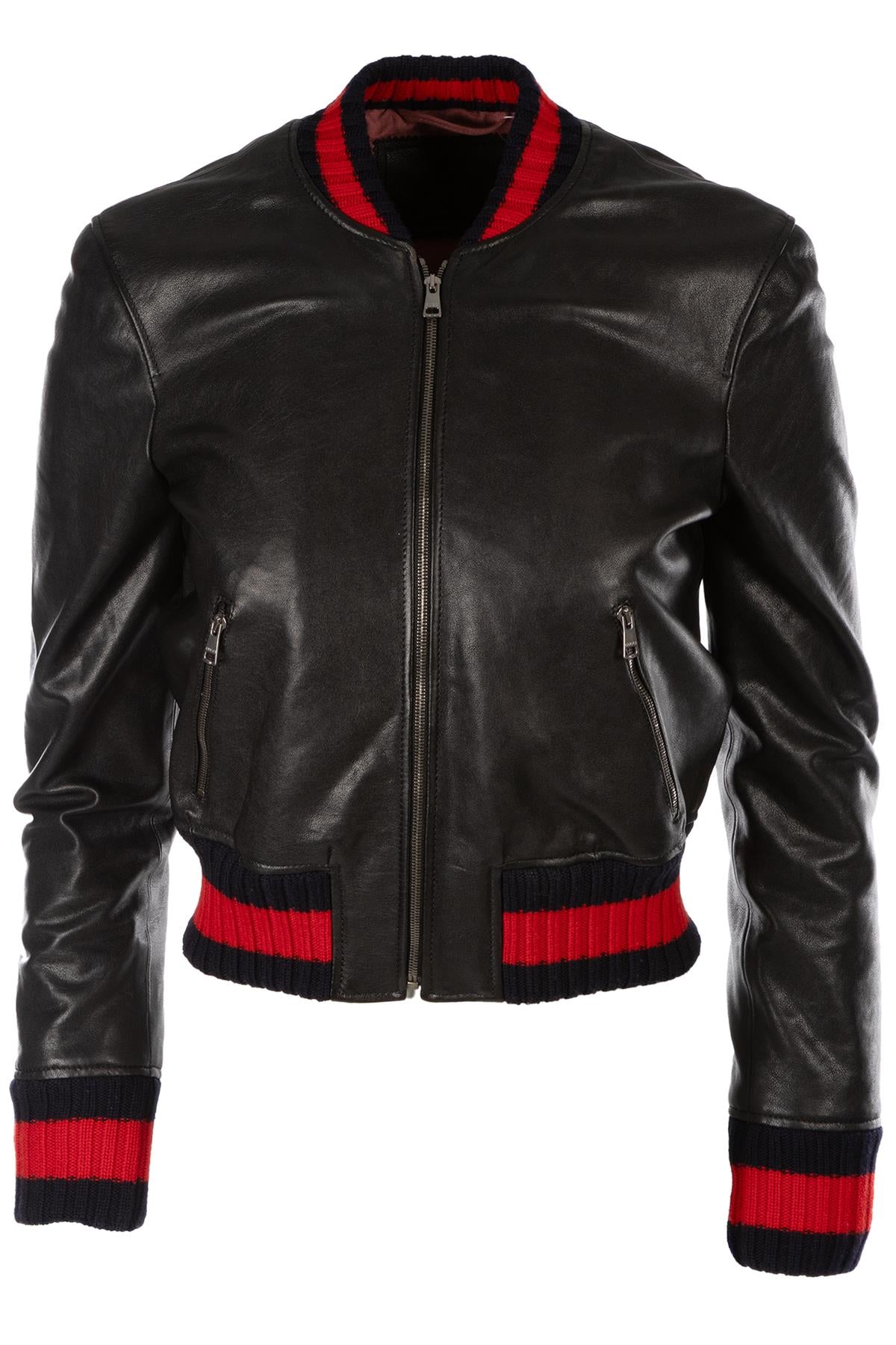 GUCCI BLACK LEATHER JACKET IT 36 UK 4