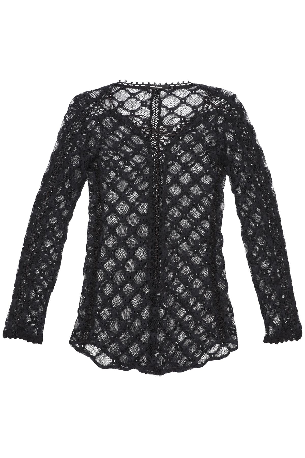 ISABEL MARANT BLACK COTTON BLEND TOP FR 34 UK 6