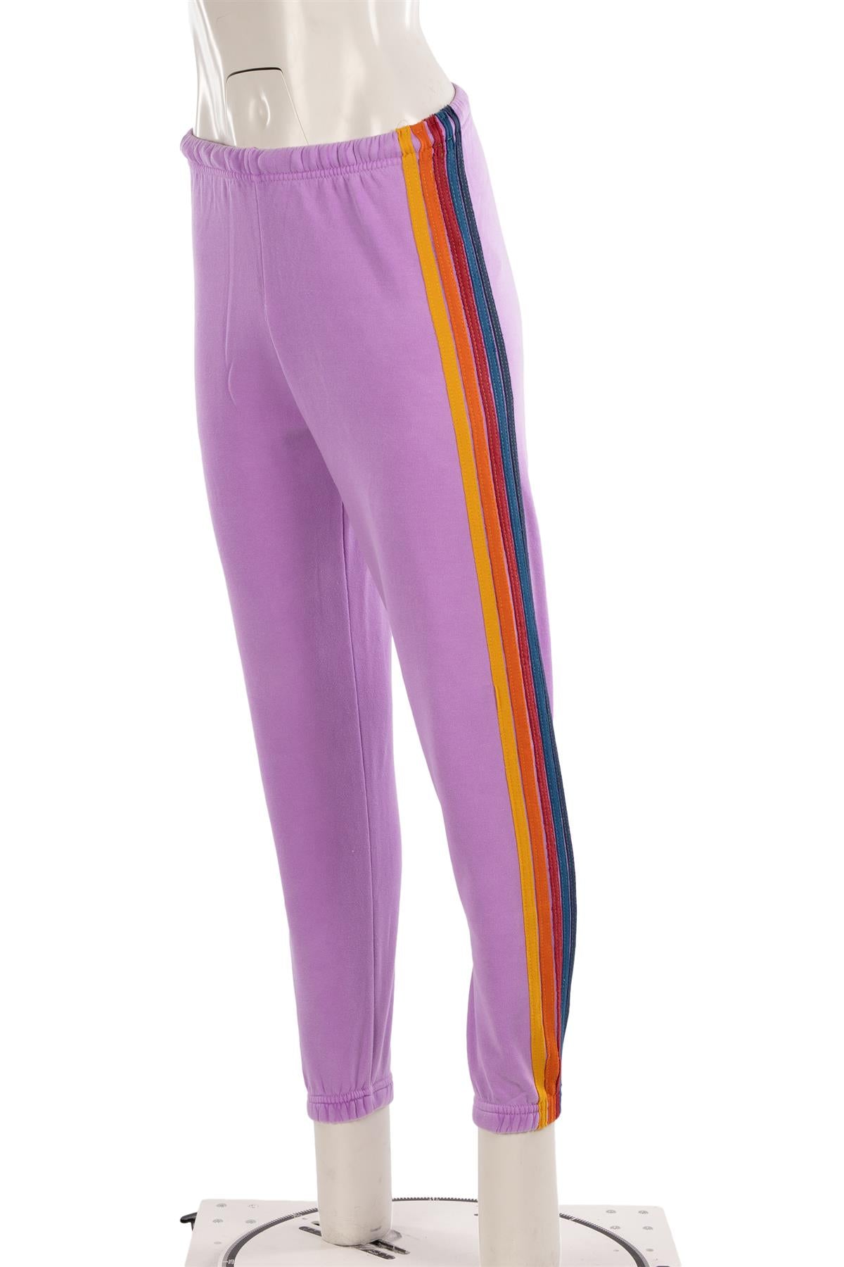 AVIATOR NATION PURPLE COTTON TRACK PANTS XSMALL
