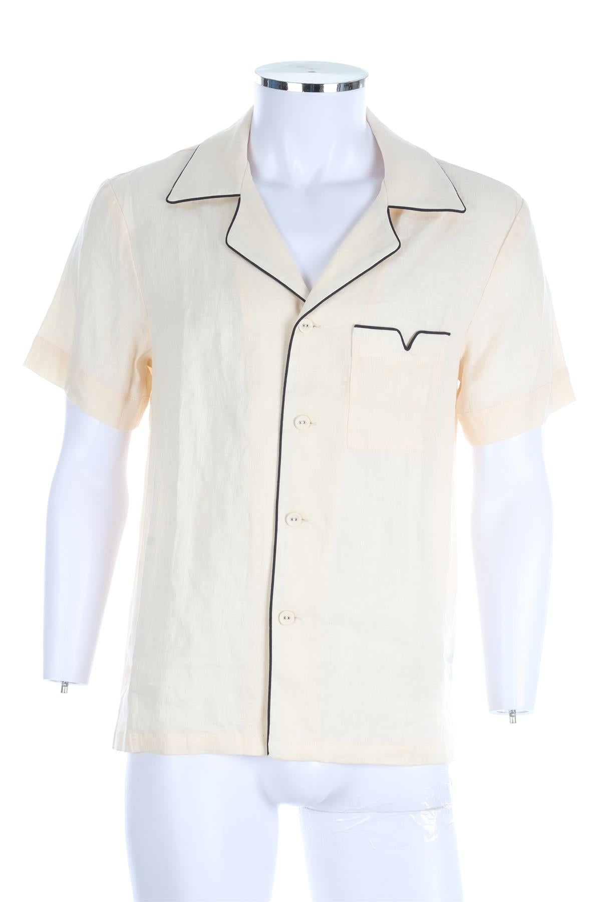 TOMBOLO CREAM MENS LINEN SHIRT SMALL