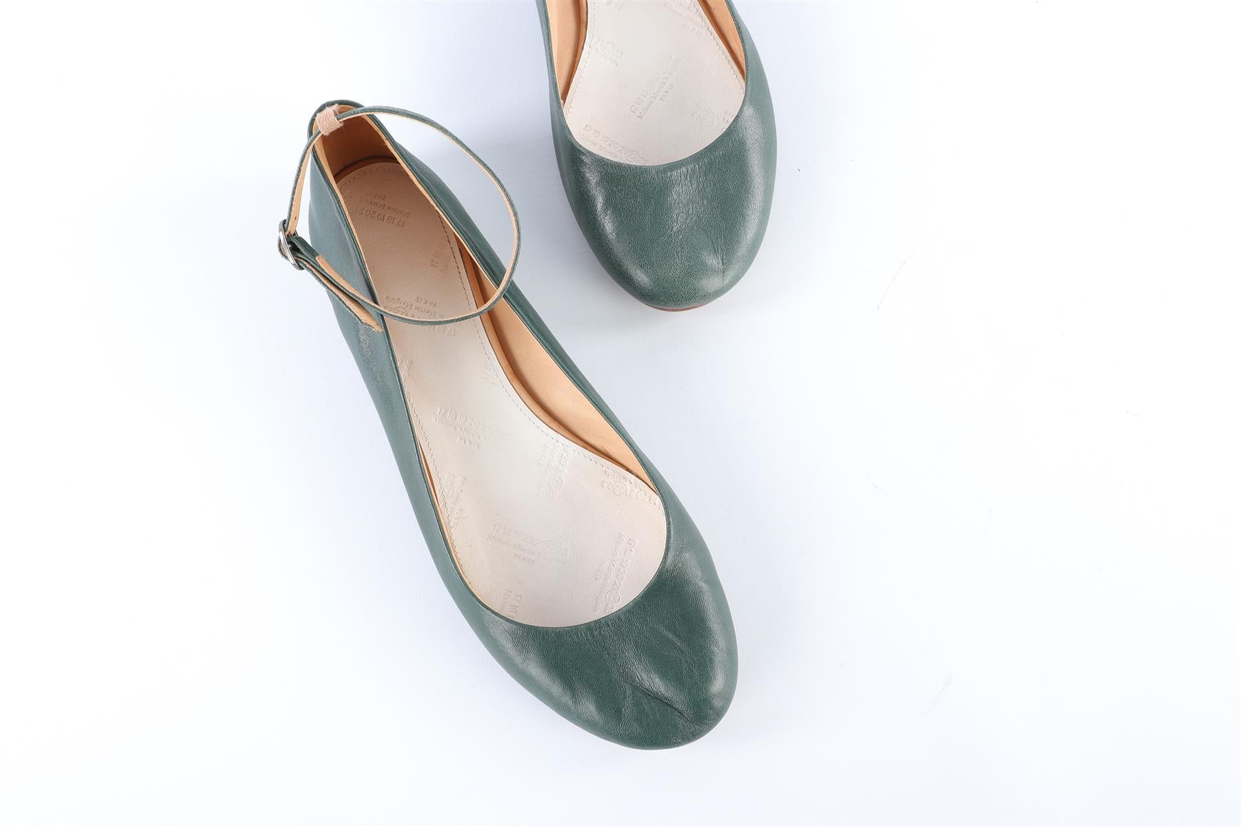 MAISON MARGIELA GREEN LEATHER BALLET FLATS EU 39 UK 6 US 9