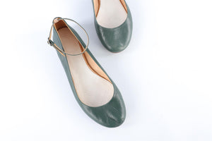 MAISON MARGIELA GREEN LEATHER BALLET FLATS EU 39 UK 6 US 9