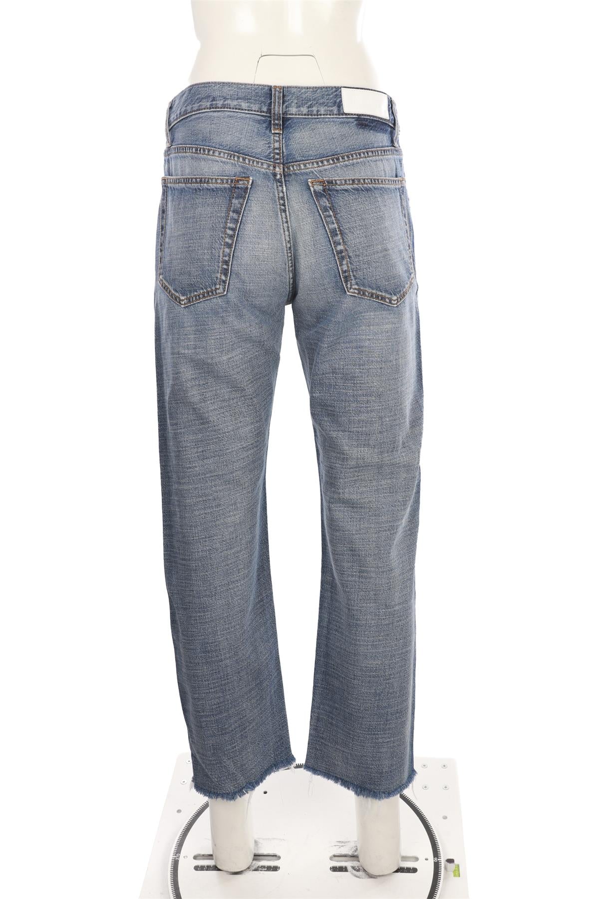 BLUE HIGH RISE STRAIGHT LEG JEANS