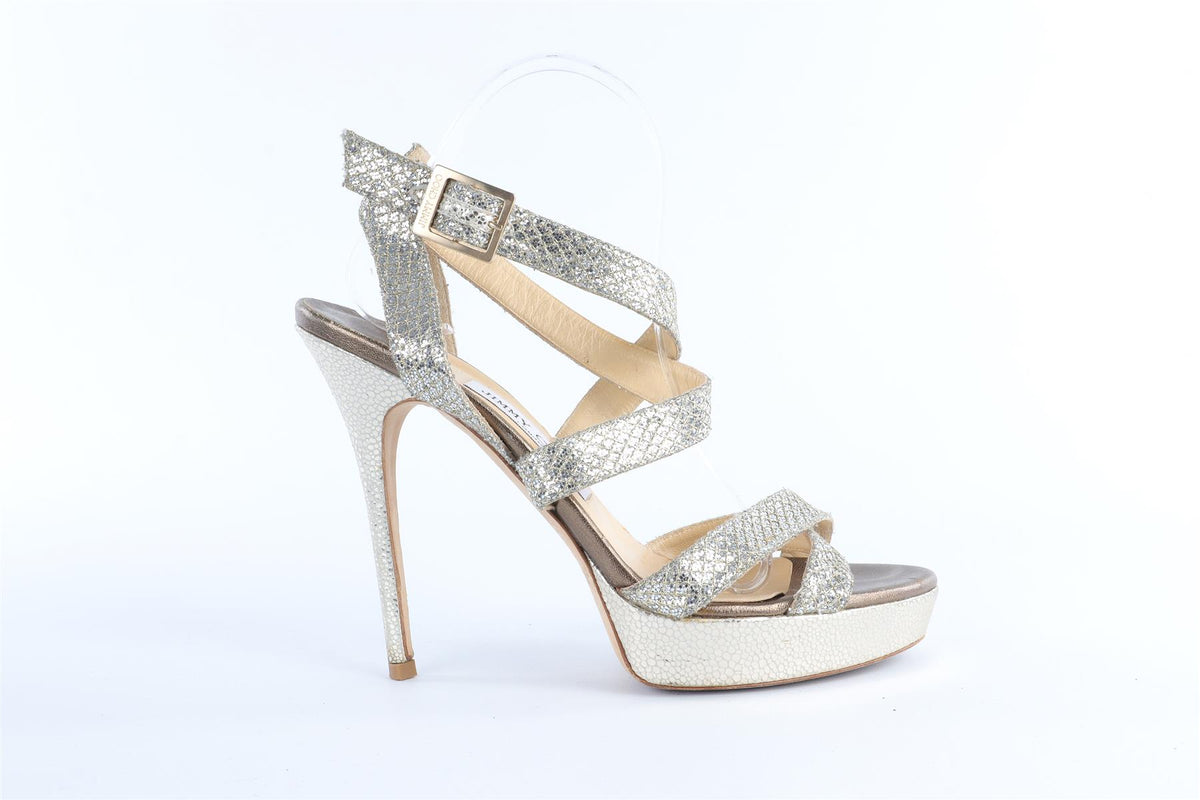 JIMMY CHOO SILVER LEATHER SANDALS