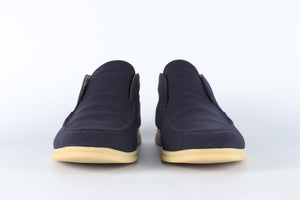 LORO PIANA NAVY MEN'S OPEN WALK FABRIC BOOTS EU 42 UK 8 US 9