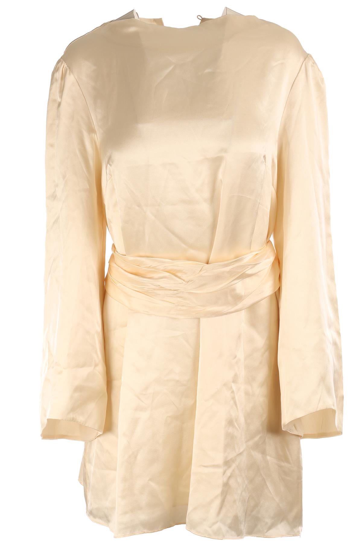 CAMILLE REFORMATION ROWE CREAM SILK MINI DRESS US 10 UK 14