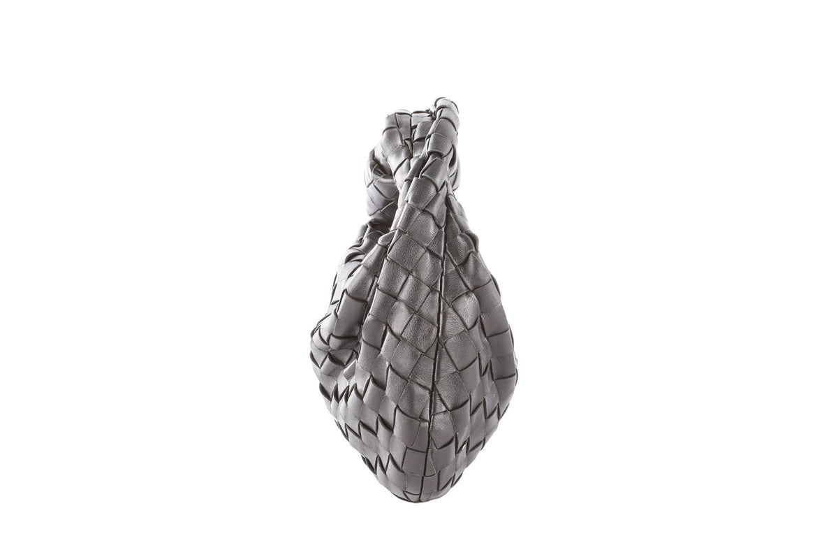 BOTTEGA VENETA BLACK JODIE MINI INTRECCIATO LEATHER TOTE BAG