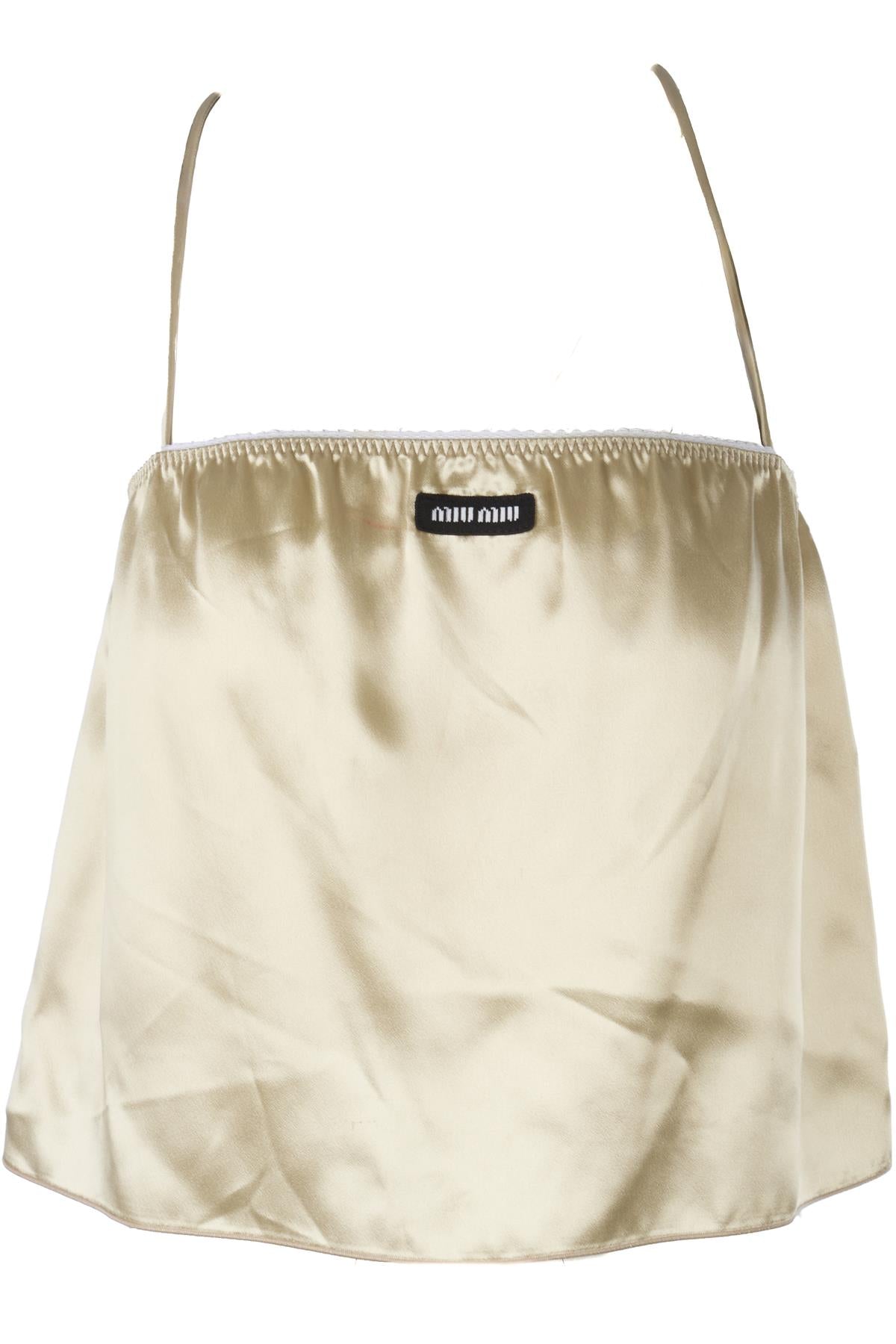 MIU MIU BEIGE SATIN TOP IT 40 UK 8