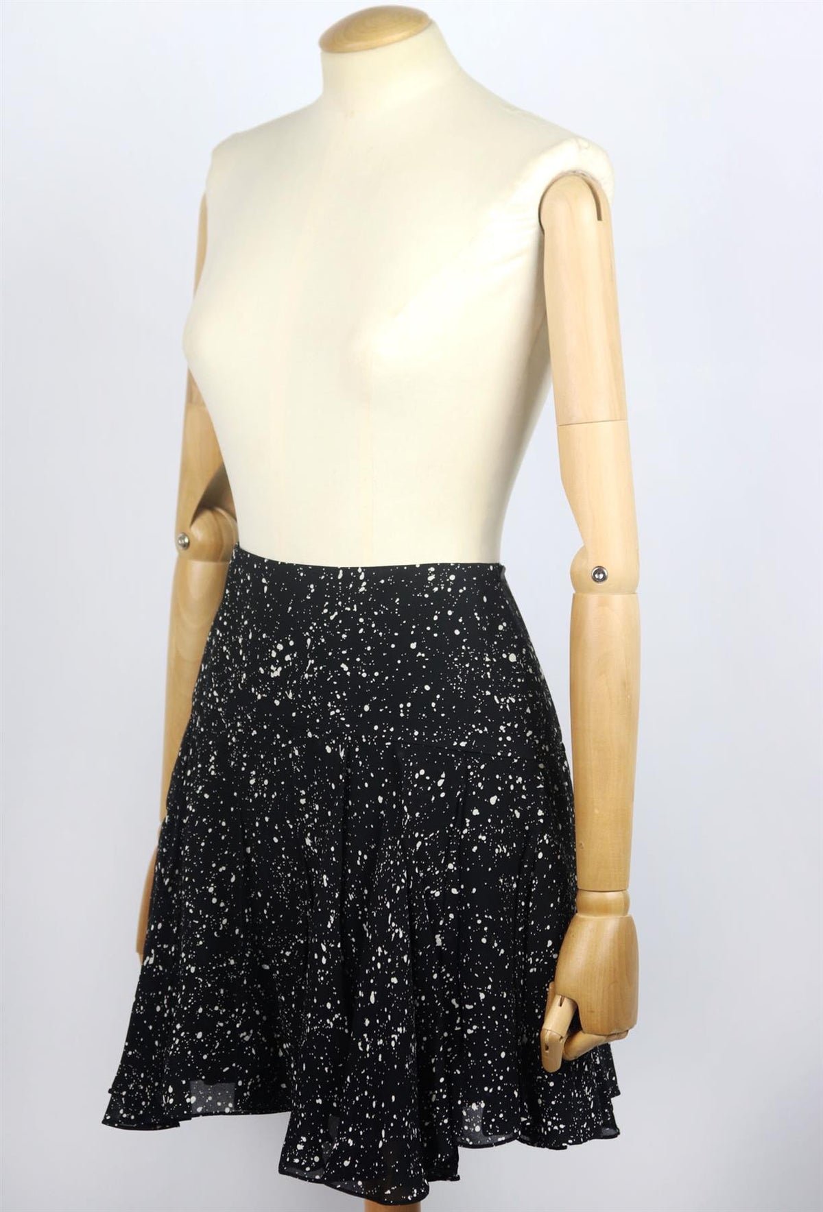 SAINT LAURENT PRINTED PLEATED CREPE MINI SKIRT FR 36 UK 8