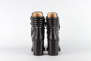 CHRISTIAN LOUBOUTIN BLACK LEATHER ANKLE BOOTS EU 38 UK 5 US 8