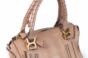 CHLOÉ NUDE MARCIE LARGE LEATHER TOTE BAG