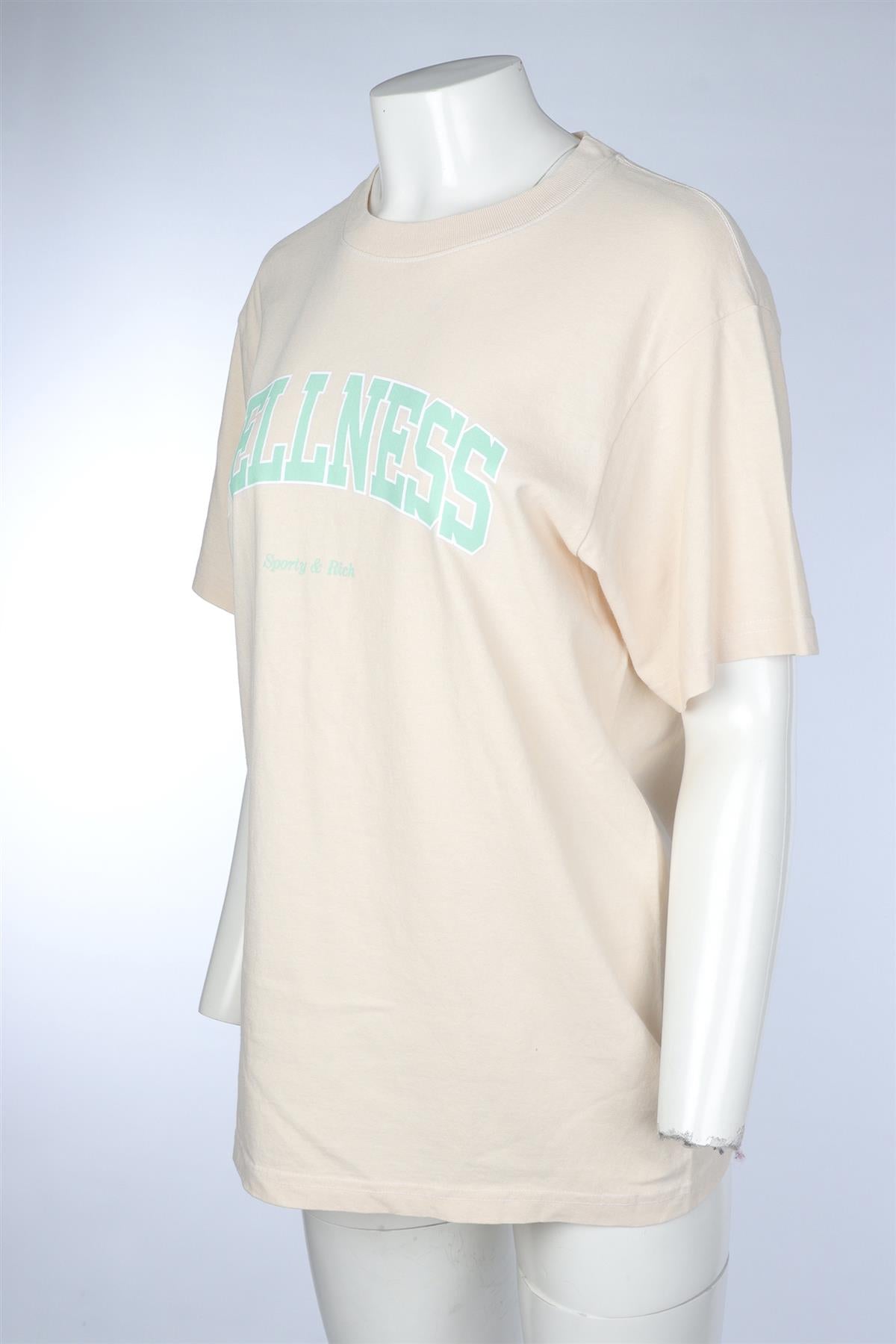 SPORTY & RICH BEIGE COTTON T-SHIRT MEDIUM