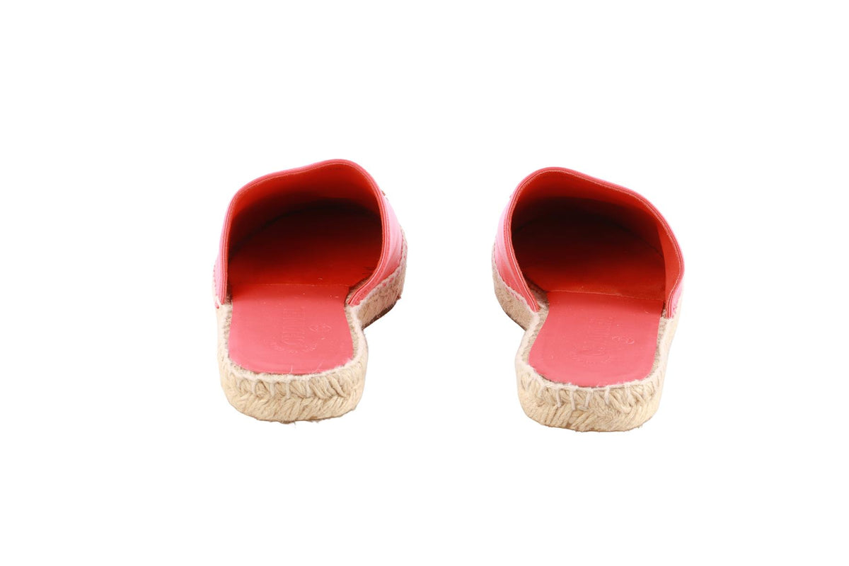 CHANEL PINK CC LEATHER ESPADRILLE MULES EU 39 UK 6 US 9